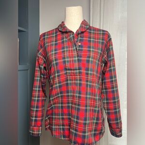 Vintage 90s LL Bean Red Christmas Plaid Womens Shirt- Size 8